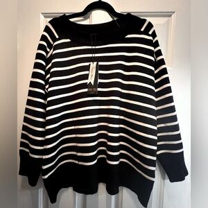 NWT-Truth by Republic crew neck Chic Black and White Striped Sweater. Size 2X.